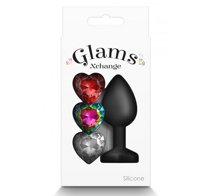 Анальний корок зі знімним каменем GLAMS XCHANGE HEART SMALL