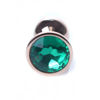 Анальна золота пробка з каменем зеленого кольору Jewellery