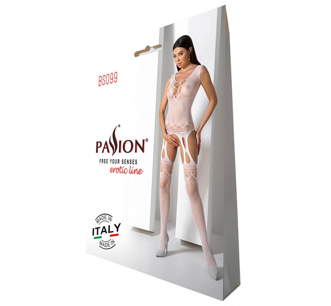 Бодистокинг ажурный с открытым доступом Passion BS099 white