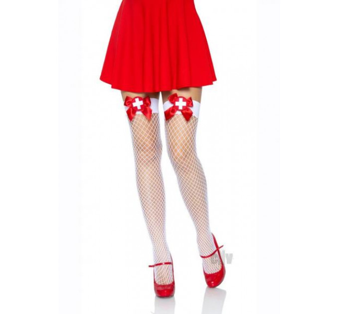 Чулки медсестры белые с красным бантом Leg Avenue O\S