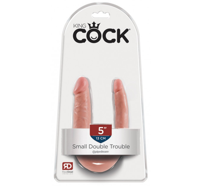 Двойной фаллоимитатор Pipedream King Cock Small Double Trouble - Flesh