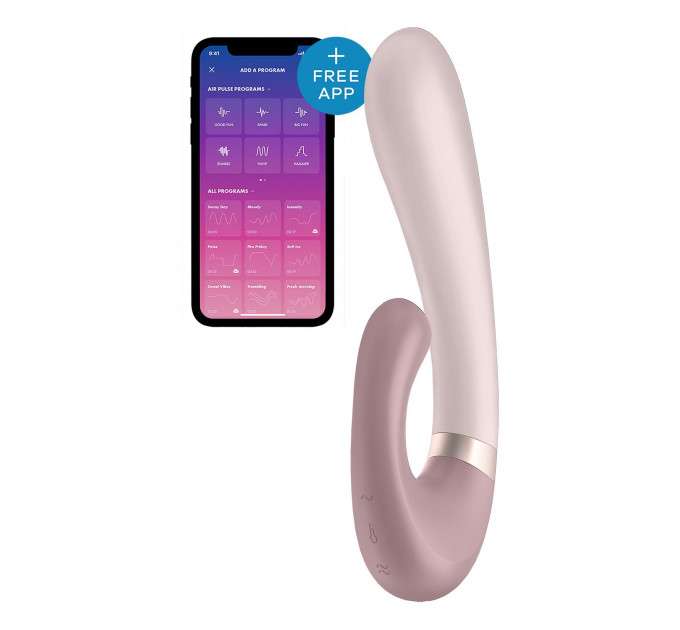 Подвійний смарт вібратор із функцією нагріву Satisfyer Heat Wave Connect App Mauve