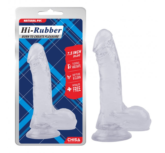 Фаллоимитатор с яичками на присоске Chisa HI-RUBBER 7.5, прозрачный