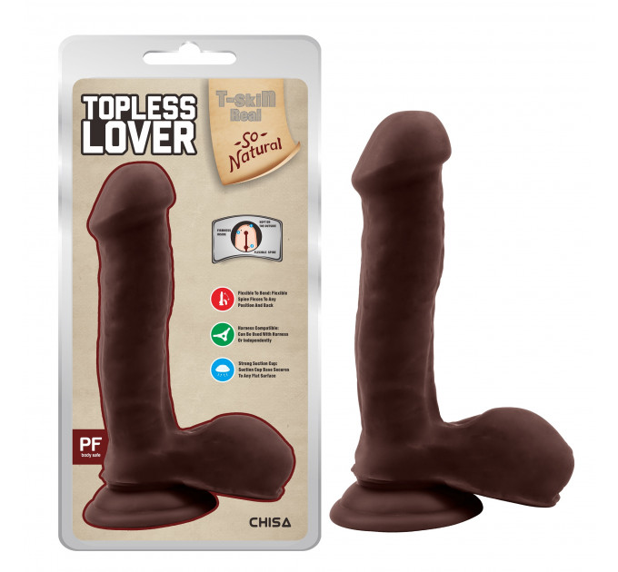 Фаллоимитатор на присоске Chis Topless Lover Brown, коричневый