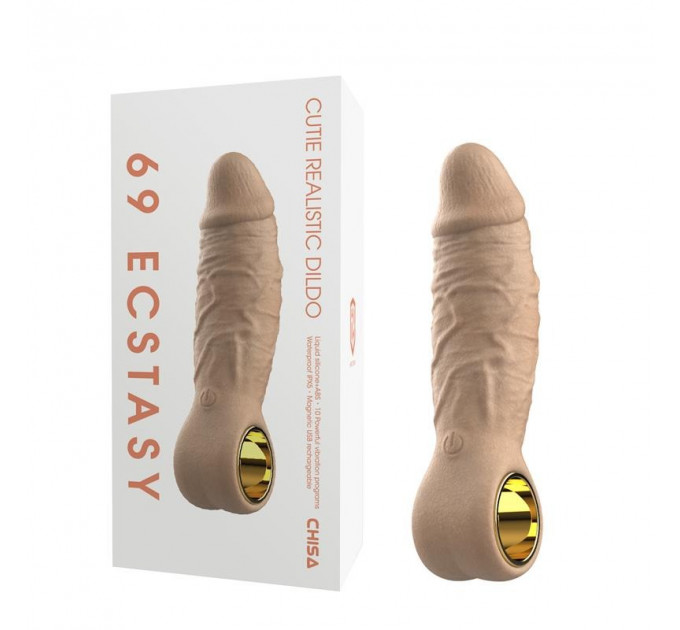 Фалоімітатор реалістичний Chisa Cutie 69 ECSTASY з тримачем у вигляді кільця, 10 вібро-режимів