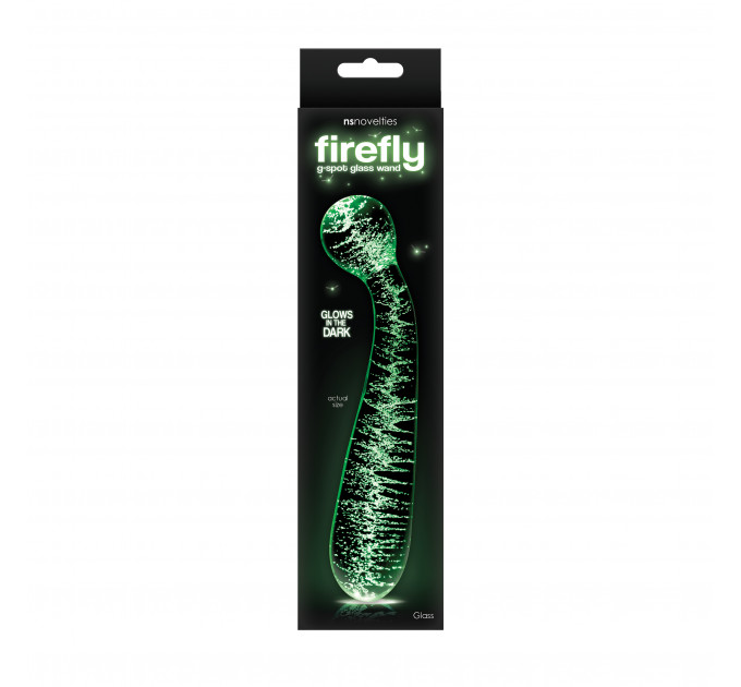 Фаллоимитатор стеклянный светящийся NS Novelties FIREFLY GLASS G SPOT GLOW WAND CLEAR