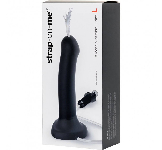 Фалоиммитатор с семяизвержением Strap-On-Me, черный, размер L, 19.6 х 3.6 см