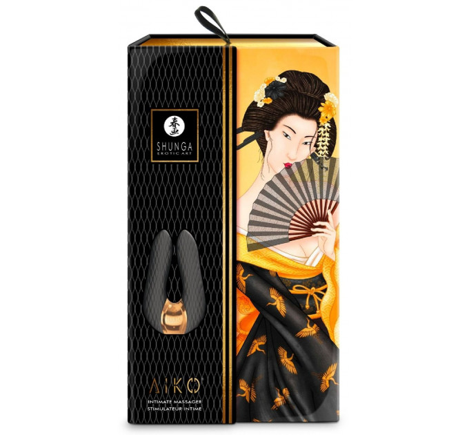 Клиторальный вибратор Shunga Aiko черного цвета, 10.5 см х 6.5 см