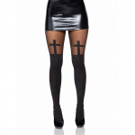 Колготки с имитацией чулок с крестами Leg Avenue Bless Me Cross, размер O/S