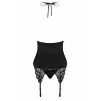 Корсет мереживний з трусиками Obsessive 828-COR-1, чорний, S/M