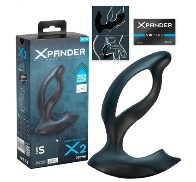 Масажер простати, розмір М, XPANDER X2 чорний, 10.5 см х 4.5 см