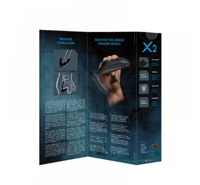 Масажер простати, розмір М, XPANDER X2 чорний, 10.5 см х 4.5 см
