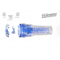 Мастурбатор в колбе с ребристой структурой Fleshlight Turbo Thrust Blue Ice, прозрачно-голубой