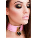 Нашийник широкий рожевий Kinky Diva Collar Me! із золотистим замочком у вигляді серця та ключиком
