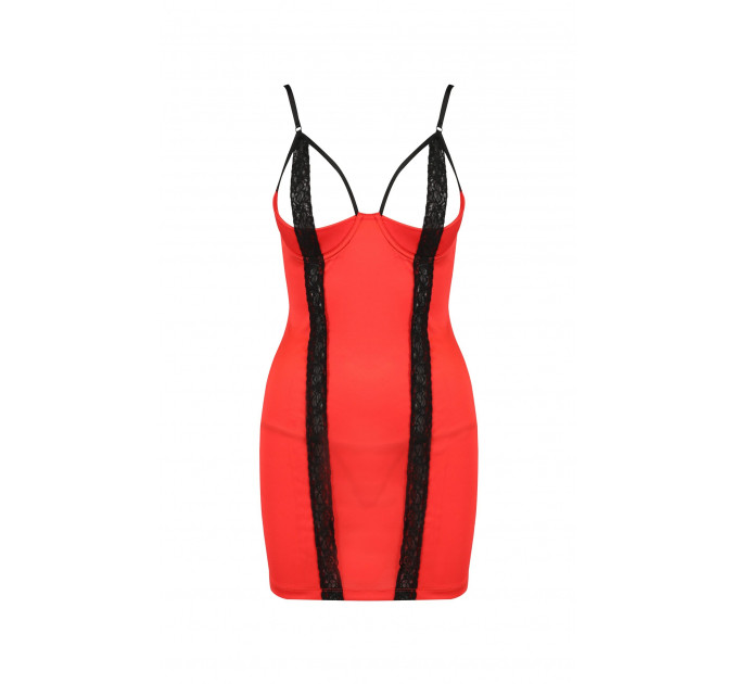 Платье красное с черной отделкой и трусики стринги FEMMINA CHEMISE S/M - Passion