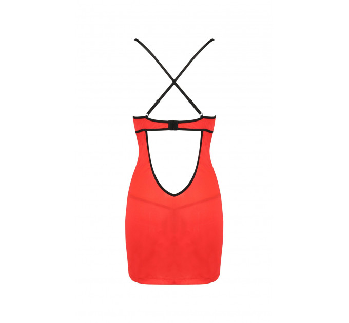 Платье красное с черной отделкой и трусики стринги FEMMINA CHEMISE S/M - Passion