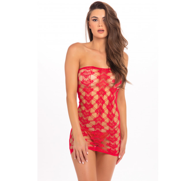 Платье в крупную сетку QUEEN OF HEARTS TUBE DRESS RED, OS