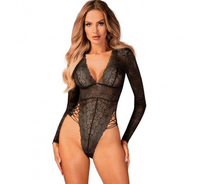 Сексуальное ажурное боди с рукавами Obsessive Merlys teddy M/L