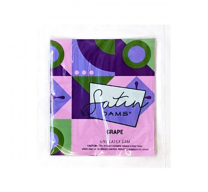 Салфетка латексная для орального секса One Grape Satin Latex Dams со вкусом винограда, 1 шт.