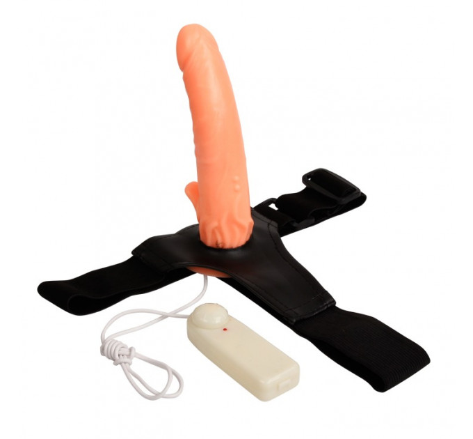 Страпон з вібро Multi-speed Rotation Harness Flesh, 18 см