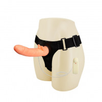 Страпон з вібро Multi-speed Rotation Harness Flesh, 18 см