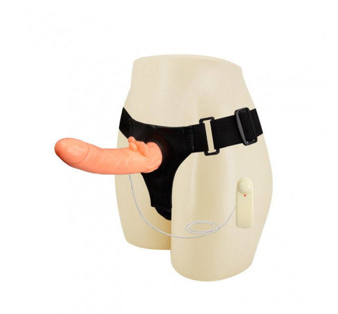 Страпон з вібро Multi-speed Rotation Harness Flesh, 18 см