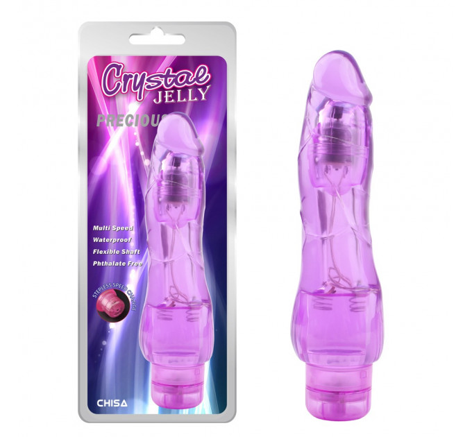 Вибромассажер реалистичный Chisa Jelly Crystal Precious на батарейках, фиолетовый