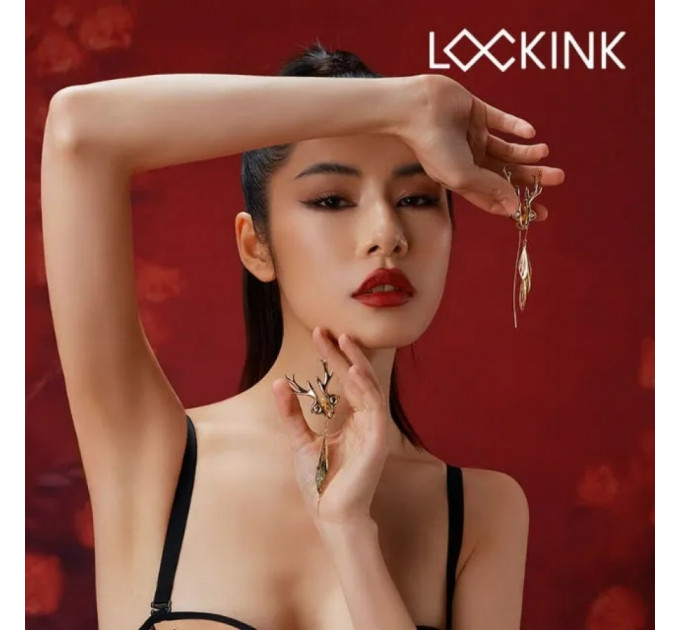 Зажимы для сосков в виде оленей Sevanda Lockin Stag Clamps, с подвесками, металлические, золотые