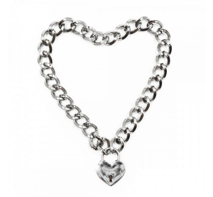 Ошейник c замком в виде сердца DS Fetish Heart, Silver