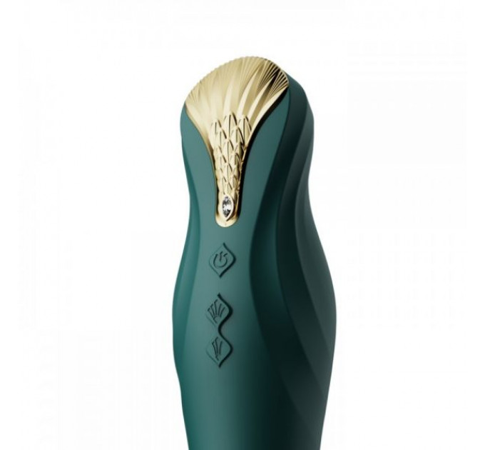Вибромассажер с фрикциями и управлением со смартфона ZALO KING, Turquoise Green