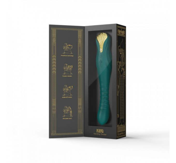 Вибромассажер с фрикциями и управлением со смартфона ZALO KING, Turquoise Green