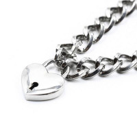 Ошейник c замком в виде сердца DS Fetish Heart, Silver