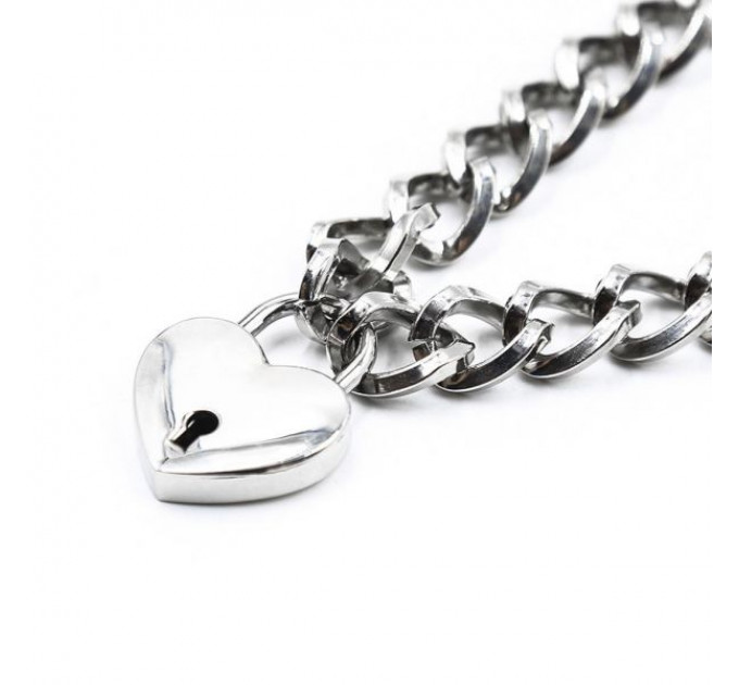 Ошейник c замком в виде сердца DS Fetish Heart, Silver