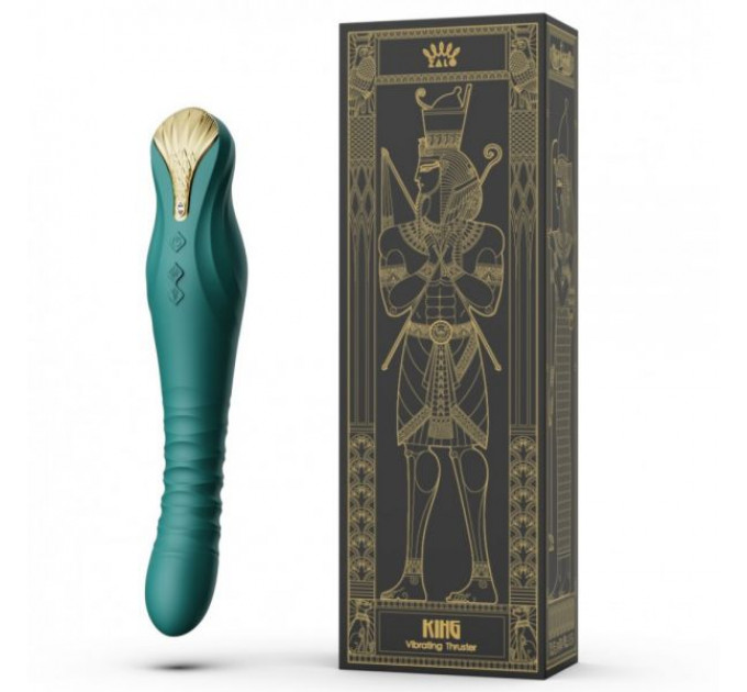 Вибромассажер с фрикциями и управлением со смартфона ZALO KING, Turquoise Green