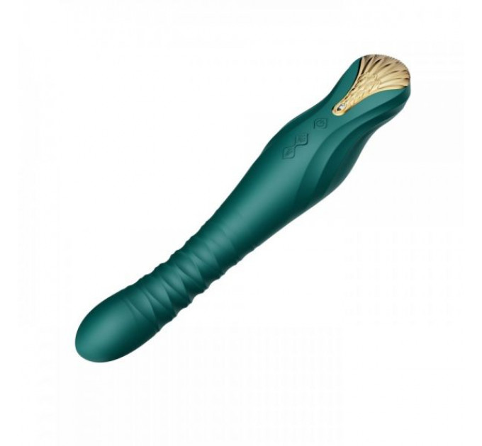 Вибромассажер с фрикциями и управлением со смартфона ZALO KING, Turquoise Green