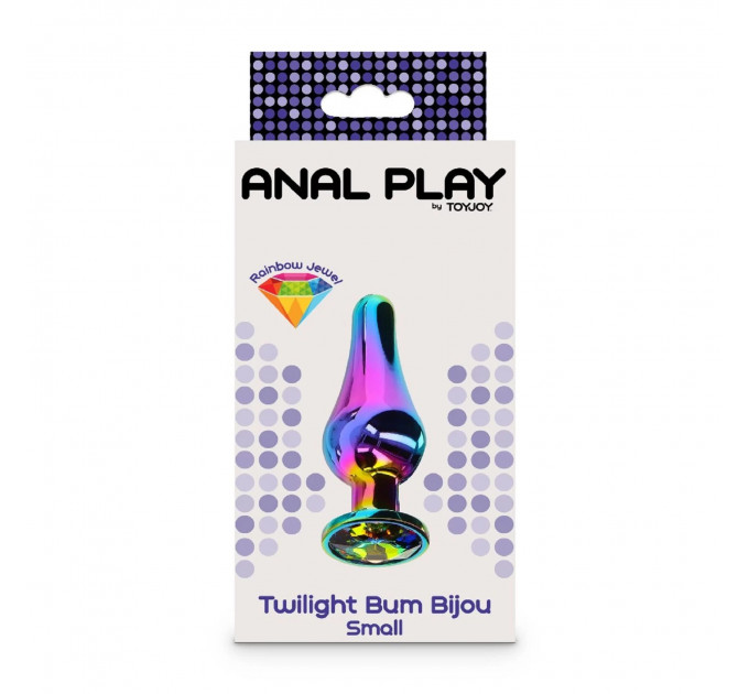 Анальна пробка металева із кристалом ToyJoy Twilight Bum Bijou райдужний, Small