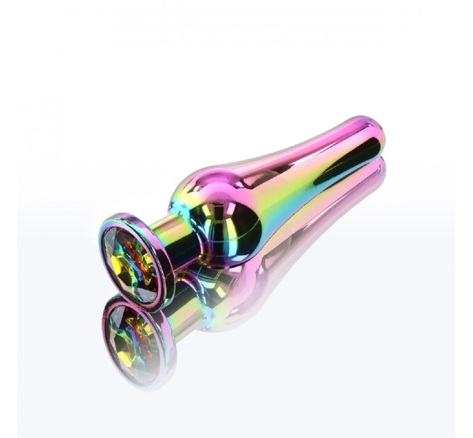 Анальна пробка металева із кристалом ToyJoy Twilight Bum Bijou райдужний, Small
