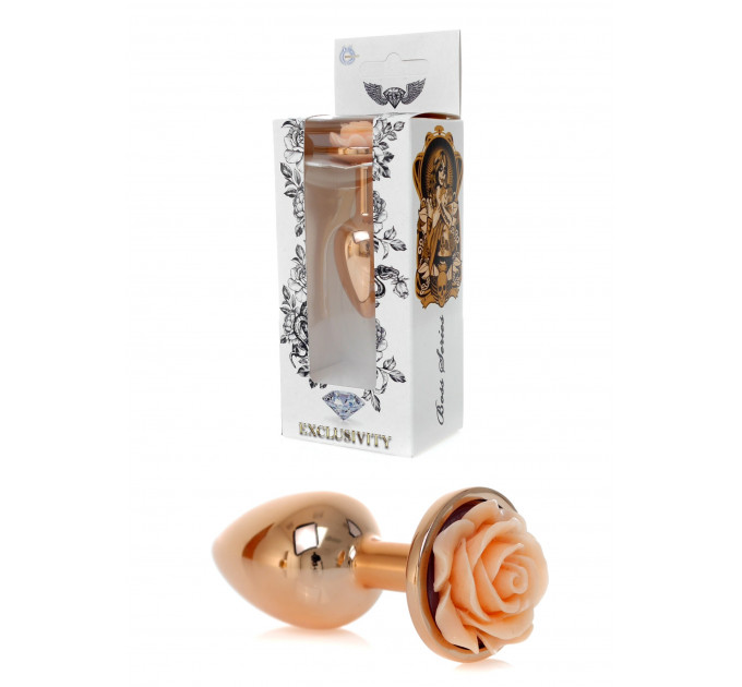 Анальна пробка з помаранчевою трояндочкою Plug-Jewellery Red Gold PLUG ROSE-Peach