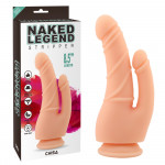 Фалоімітатор подвійний на присосці Chisa Naked Legend Stripper 8.5, бежевий