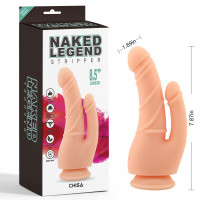 Фалоімітатор подвійний на присосці Chisa Naked Legend Stripper 8.5, бежевий