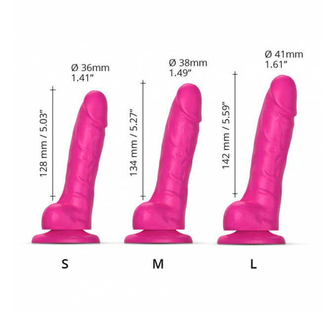 Фалоімітатор реалістичний розмір M Strap-On-Me на присосці, рожевий, 13.4 х 3.8 см