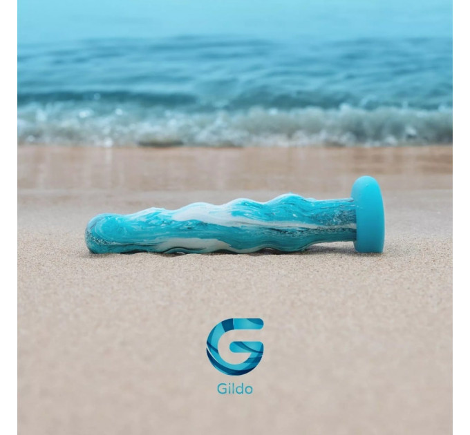 Фаллоимитатор рельефный Gildo из стекла, голубой