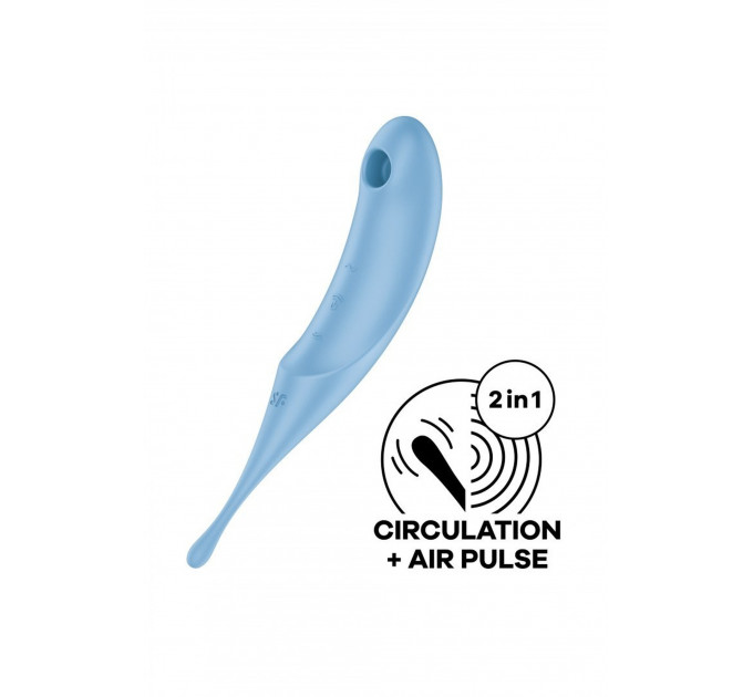 Гибридный вакуумный вибратор с точечной стимуляцией Satisfyer Twirling Pro, голубой