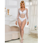 Комбинезон сетка со стразами Star Night и открытым доступом, белый, XS-M