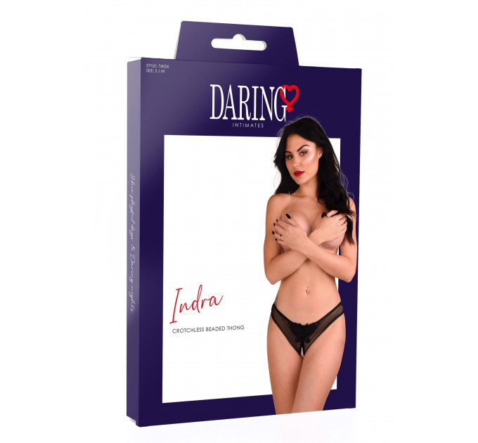 Комплект белья из прозрачного кружева с открытым доступом Daring Intimates, черный, S/M