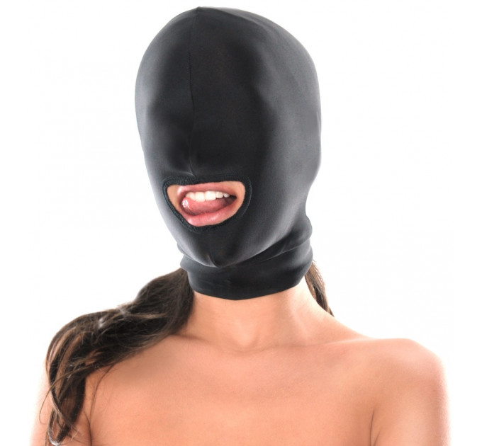 Маска, эластичная с отверстием для рта, черная, One Size