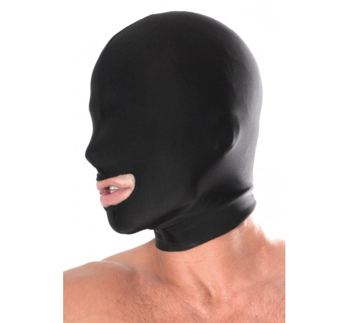 Маска, эластичная с отверстием для рта, черная, One Size