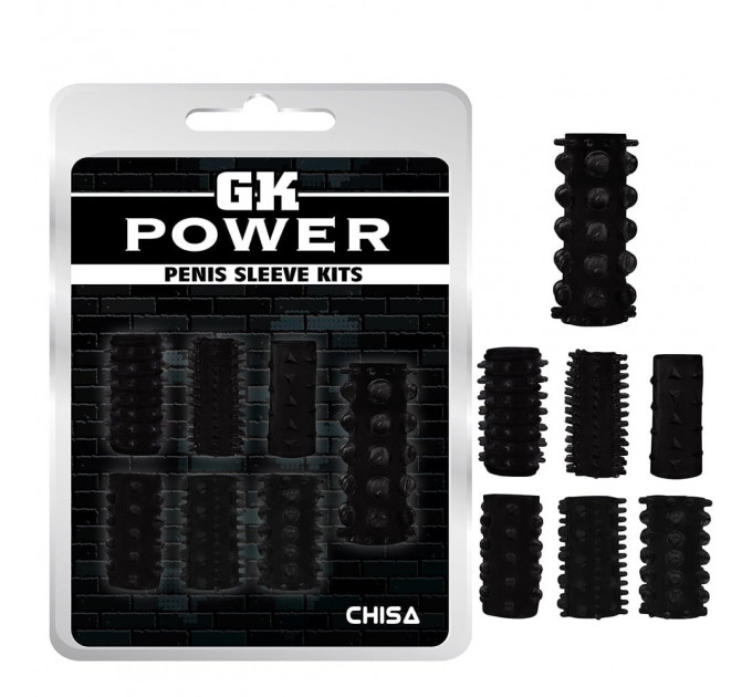 Набір рельєфних насадок для члена Chisa GK Power, чорний, 7 шт.