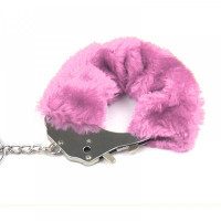 Наручники металлические Roomfun с толстым розовым мехом FURRY CuffS