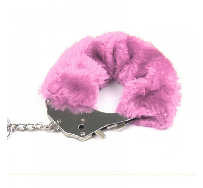 Наручники металлические Roomfun с толстым розовым мехом FURRY CuffS